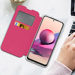 Avis Avizar Étui Xiaomi Redmi Note 10 / Note 10s Fenêtre Affichage Porte-carte Support Rose