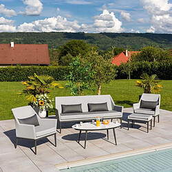 JardiLINE Salon de jardin en aluminium 6 personnes Cabrera gris perle