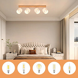 NETTLIFE 4 Spots de plafond salon bois moderne E14 pivotants à 350°MAX.25W lampe écran en tissu pour chambre cuisine couloir (sans ampoule) pas cher