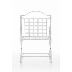 Decoshop26 Chaise de jardin terrasse balcon en métal blanc vieilli 10_0003010