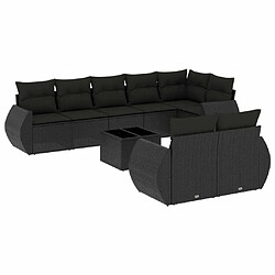 Maison Chic Salon de jardin 9 pcs avec coussins | Ensemble de Table et chaises | Mobilier d'Extérieur noir résine tressée -GKD77717