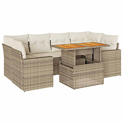 vidaXL Salon de jardin avec coussins 7 pcs beige résine tressée