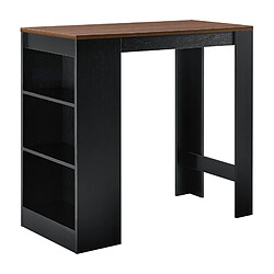 Helloshop26 Table de bar avec rangement bistro haut 110 cm noir et effet noyer 03_0006192