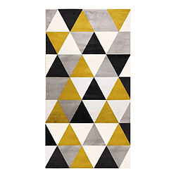 Thedecofactory GEO SCANDI - Tapis toucher laineux motif triangles jaune 80x150