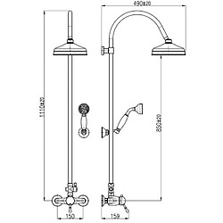 Rav Colonne de douche LABE avec douchette en laiton H.111cm