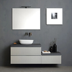 Kiamami Valentina MOBILIER DE SALLE DE BAIN SUSPENDU 150CM, TIROIRS GRIS PERLE, PLATEAU ANTHRACITE | VALENTINA