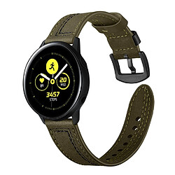 Bracelet en cuir véritable 20 points en forme de 7 vert pour votre Samsung Galaxy Watch Avtive 42mm