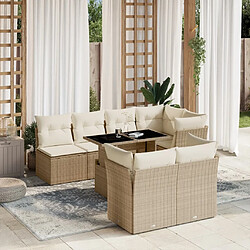 vidaXL Salon de jardin avec coussins 8 pcs beige résine tressée