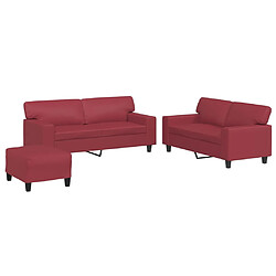 vidaXL Ensemble de canapés 3 pcs rouge bordeaux similicuir