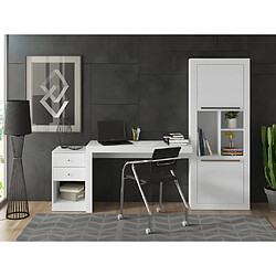 Avis Vente-Unique Bureau d'angle - 2 tiroirs et 2 portes - Coloris : Blanc - EVAN