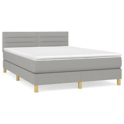 Maison Chic Lit Adulte - Lit simple Lit à sommier tapissier avec matelas moelleux - Meuble de Chambre - Gris clair 140x190cm Tissu -MN83239