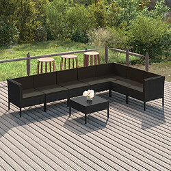 Maison Chic Salon de jardin 8 pcs + coussins - Mobilier/Meubles de jardin - Table et chaises d'extérieur Résine tressée Noir -MN40534