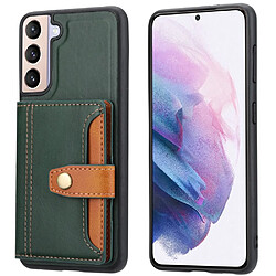 Coque en TPU + PU antichoc avec béquille et porte-carte vert pour votre Samsung Galaxy S22