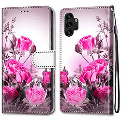 Etui en PU texture croisée, antichoc avec support A14 roses sauvages pour votre Samsung Galaxy A13 4G