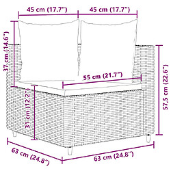 vidaXL Salon de jardin 4 pcs avec coussins marron résine tressée pas cher