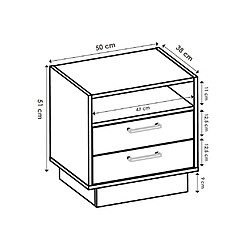 Avis Vente-Unique Lot de 2 tables de chevet 2 tiroirs et 1 niche - Coloris : Naturel et blanc - LEANDRE