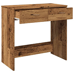 Avis Helloshop26 Bureau table poste de travail meuble d'ordinateur informatique étude style vieux bois 80 x 40 x 75 cm bois d'ingénierie brun 02_0023971