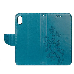 Wewoo Housse Étui à rabat horizontal avec motif papillon en relief fente pour cartes & porte-monnaie & lanière iPhone XR bleu pas cher