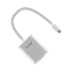 Adaptateur Vidéo USB type C Mâle vers VGA Hub Vidéo Linq Argent