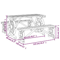 vidaXL Ensemble à manger de jardin 3 pcs bois de sapin massif pas cher