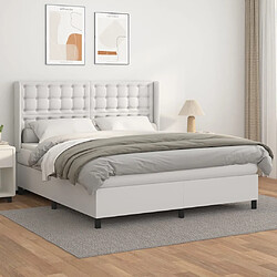 vidaXL Sommier à lattes de lit avec matelas Blanc 180x200cm Similicuir 