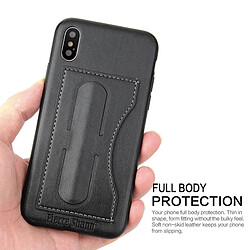 Wewoo Coque noir pour iPhone X pleine couverture housse de protection en cuir avec titulaire et fente Fierre Shann carte