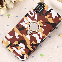 Wewoo Coque Orange pour iPhone X Camouflage Imprimer TPU + PC Étui de protection avec porte-anneau