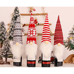 C308 4pcs Christmas Old Homme Tricoté Laine Couverture de la bouteille de vin Ensemble Table de vacances Configuration de la fête de Noël Décorations de la fête de Noël