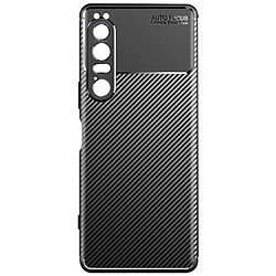 Avizar Coque Xperia 1 IV Silicone Flexible Design Effet fibre de carbone Noir