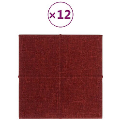 vidaXL Panneaux muraux 12 pcs Rouge bordeaux 30x30 cm Tissu 1,08 m²