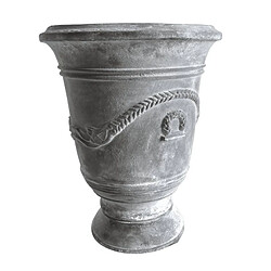 L'Héritier Du Temps Vase Esprit Anduze Vasque Jardinière Pot de Fleurs Décoration Extérieure en Fonte Grise 40,5x40,5x51cm