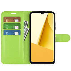 Etui en PU texture litchi, fermoir magnétique avec support pour votre Vivo Y16 4G - vert