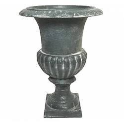 L'Héritier Du Temps Vase Vasque Jardinière en Fonte Grise Style Médicis Pot de Fleur en Fonte Patinée Grise 15x15x20cm