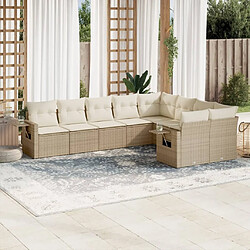 Maison Chic Salon de jardin avec coussins 9 pcs | Ensemble de Table et chaises | Mobilier d'Extérieur beige résine tressée -GKD24185