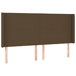 Avis Maison Chic Tête de lit scandinave à LED,meuble de chambre Marron foncé 163x16x118/128 cm Tissu -MN20630