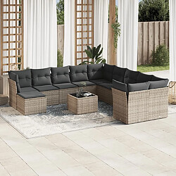 Maison Chic Salon de jardin avec coussins 12 pcs | Ensemble de Table et chaises | Mobilier d'Extérieur gris résine tressée -GKD68743