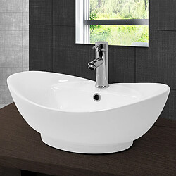 ML DESIGN MODERN LIVING Lavabo 59x20,5x39,5 cm blanc en céramique ML-Design pas cher