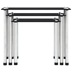 vidaXL Tables gigognes 3 pcs Noir Verre trempé