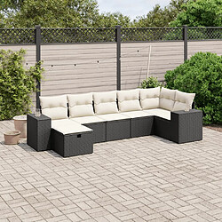 Maison Chic Ensemble Tables et chaises d'extérieur 7pcs avec coussins,Salon de jardin noir résine tressée -GKD142223