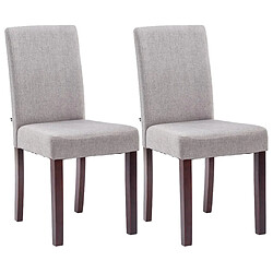 Decoshop26 Lot de 2 chaises de salle à manger design moderne en tissu gris clair et pieds en bois marron foncé 10_0001555