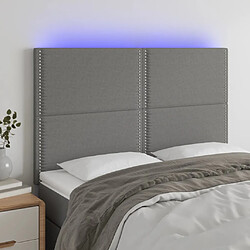 vidaXL Tête de lit à LED Gris foncé 144x5x118/128 cm Tissu