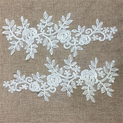 Acheter dentelle blanche fleur applique tissu à coudre manches col collier artisanat bricolage couleur 3