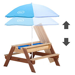 AXI Nick Table Sable et Eau / Table Pique Nique avec Parasol en Bois Marron | Table Jeux d'eau avec Couvercle, Boîtes de Rangement & Parasol | Table d eau Extérieur pour le jardin - 95 x 97 x 48 cm pas cher