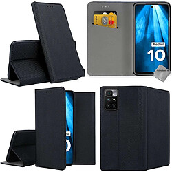 Htdmobiles Housse etui portefeuille avec coque intérieure en silicone pour Xiaomi Redmi 10 + film ecran - NOIR MAGNET