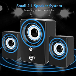 Avis Universal Haut-parleurs YH-PC, boîtes d'enceintes informatiques 2x3W USB avec subwoofer, barre de son stéréo, Aaux de 3,5 mm, contrôle du volume LED (noir)