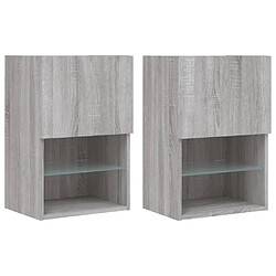 vidaXL Meubles TV avec lumières LED 2 pcs sonoma gris 40,5x30x60 cm