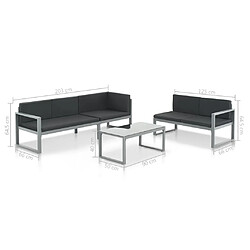 Maison Chic Salon de jardin 3 pcs - Table et chaises d'extérieur - Mobilier/Meubles de jardin Moderne et coussins Aluminium Noir -MN73099 pas cher