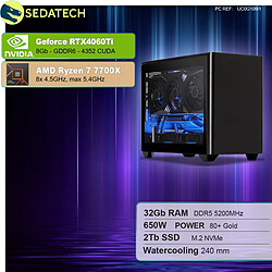 Sedatech Mini-PC Gamer ITX • AMD Ryzen 7 7700X • RTX4060Ti • 32Go DDR5 • 2To SSD M.2 • sans OS