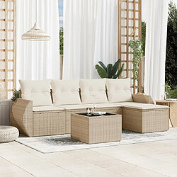 Maison Chic Salon de jardin avec coussins 6 pcs | Ensemble de Table et chaises | Mobilier d'Extérieur beige résine tressée -GKD11109