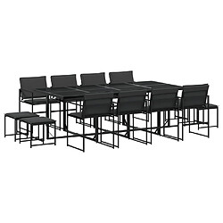 vidaXL Ensemble à manger de jardin avec coussins 13 pcs noir textilène